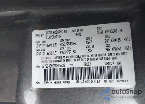 2002 Dodge Dakota Slt from USA, damaged, VIN 1B7GG42N62S525730